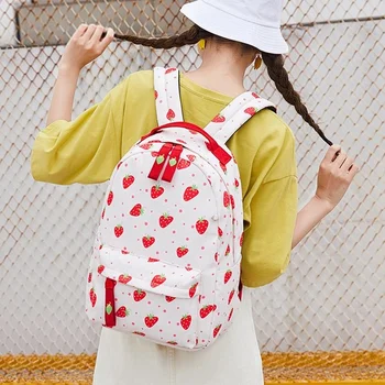 Новый Фруктовый Школьный рюкзак Для девочек-подростков Сумка для книг Ученица средней школы Возвращается в школу Водонепроницаемая Прочная Повседневная Детская Школьная сумка