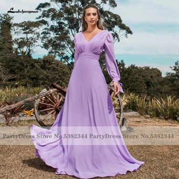 Vestidos de Noche Плюс Размер Женское Свадебное платье для гостей 2023 Сиреневое Пышное Шифоновое Длинное платье для подружек невесты на заказ