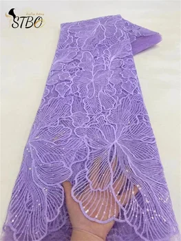 Модный дизайн из ткани 5Y 2023 Africa, высококачественная вышивка ручной работы, сетчатое кружево, блестки для вечернего женского платья