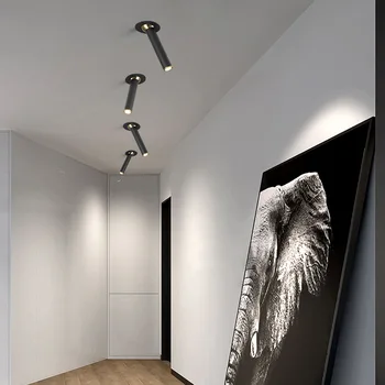 Современный прожектор COB для столовой Спальни, кухни, прохода, коридора, Черный Золотой Алюминиевый Минималистичный потолочный светильник Для украшения дома