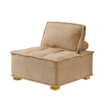 Ленивый диван-тахта с золотыми деревянными ножками из плюшевой ткани, подходит для спален и гостиных