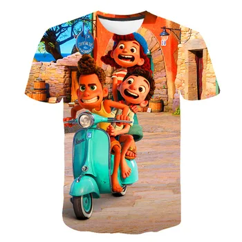 Детские футболки Luca Disney, модные футболки для мальчиков и девочек, повседневные футболки с милым рисунком из мультфильмов, футболки с коротким рукавом и круглым вырезом, топы от 4 до 14 лет