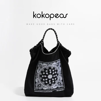 Мультяшная легкая Оксфордская женская сумка для покупок с японским рисунком KOKOPEAS, многоразовая сумка для покупок через плечо, моющаяся сумка-тоут