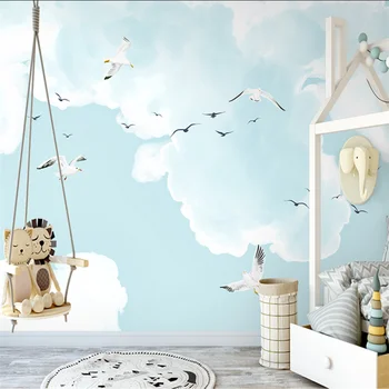 wellyu Ручная роспись в скандинавском стиле, маленькое свежее небо, иллюстрация морской птицы, фоновые обои для детской комнаты, гостиной в помещении