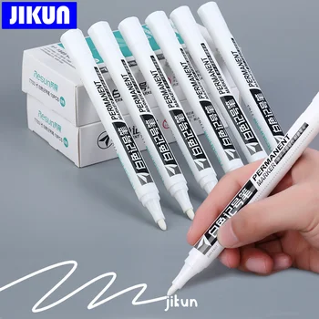 JIKUN, 5 шт., белый маркер, спиртовая краска, масляная роспись шин, граффити, фломастеры, перманент для ткани, дерева, кожи, маркеры