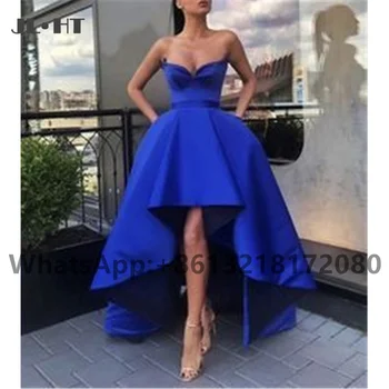 Royer Blue 2021 Выпускное платье с высокой посадкой, вечерние платья, карманы в складку, атласное вечернее платье в виде сердечка, платье для выпускного вечера