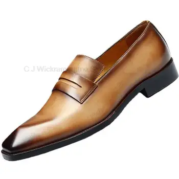 Роскошная мужская обувь Лоферы Италия Мужские Классические Современные формальные Оксфордские модельные туфли из натуральной кожи с квадратной головкой Повседневная Модная мужская обувь