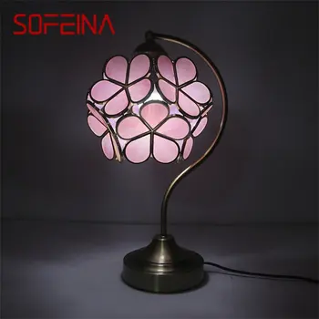 Настольная лампа SOFEINA Tiffany LED Современная креативная настольная лампа с розовыми лепестками для дома, гостиной, прикроватной тумбочки в спальне