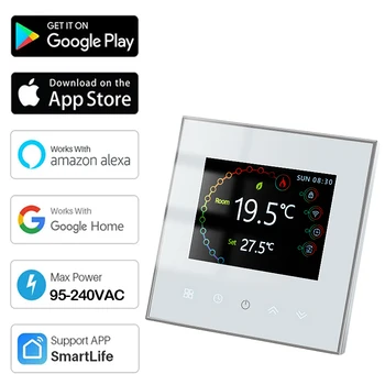 Цифровой Умный Wifi Термостат Электрический Напольный Водогрейный/Газовый Котел с Сенсорным ЖК-Контролем Температуры для Google Home Alexa