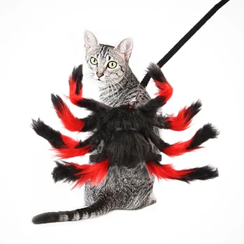 Страшные костюмы пауков для домашних животных, одежда для собак и кошек, одежда для домашних животных на Хэллоуин, костюмы кошек-пауков с поводком, реквизит для вечеринки для домашних животных на Хэллоуин