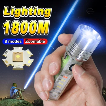 Мощный мини светодиодный фонарик 8000ЛМ Портативный USB перезаряжаемый фонарь Фонарик высокой мощности 80 Вт Масштабируемый тактический фонарь