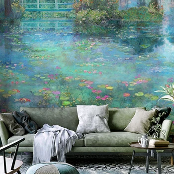 beibehang, изготовленная на заказ картина маслом в скандинавском стиле, пасторальные обои, фреска с пейзажем водяной лилии, гостиная, ТВ-фон, обои для стен