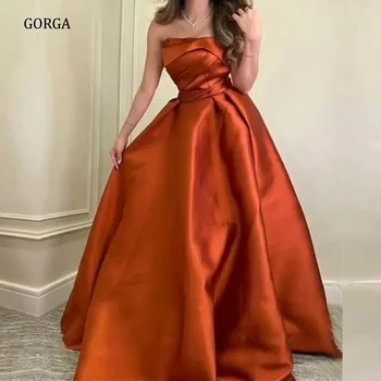 Вечерние платья GORGA для официальных мероприятий, Элегантная вечеринка для женщин, выпускной вечер, шлейф без бретелек, Трапециевидная оборка, Имперская принцесса
