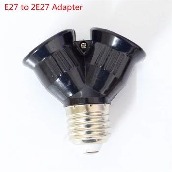 1шт Черный огнеупорный материал Основание для розетки E27-2E27 Преобразователь светодиодной лампы Адаптер-разветвитель E27-2 E27 Преобразователь держателя лампы