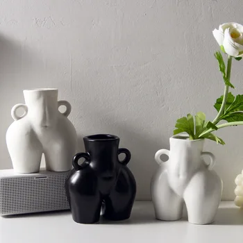 Современная керамическая ваза для моделирования тела, цветочный горшок в виде человека, Креативные вазы в скандинавском стиле для дома, стола в гостиной, офисного декора
