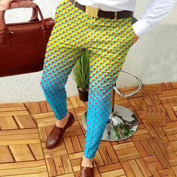 Мужской брючный костюм Four Seasons в деловом стиле, повседневные брюки с карманом и пуговицами с принтом