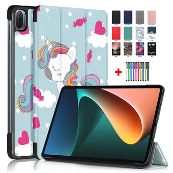 Трехслойный планшет Unicorn Для MiPad 5 Pro 5G Чехол Для Xiaomi MiPad5 Pro Case 2021 Из Искусственной Кожи Etui Для MiPad5 Pro Cover 11 + Подарок