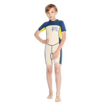 Детский гидрокостюм из неопрена толщиной 2 мм, купальник с коротким рукавом, теплый детский цельный водолазный костюм для мальчиков и девочек, одежда для подводного плавания