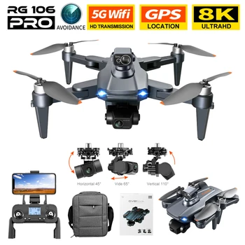 RG106 Pro Drone 8K Профессиональный GPS 3 КМ Радиоуправляемый Квадрокоптер С Двойной Камерой Дрон 3-Осевой Бесщеточный 5G WiFi Fpv Вертолет Игрушки Подарки