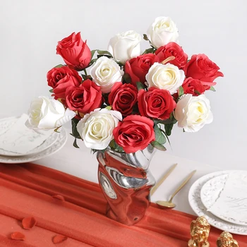 Подарки на День Святого Валентина Искусственные Красные розы Цветок Красивая Цветочная композиция для свадьбы Букет невесты Домашний декор Искусственный цветок