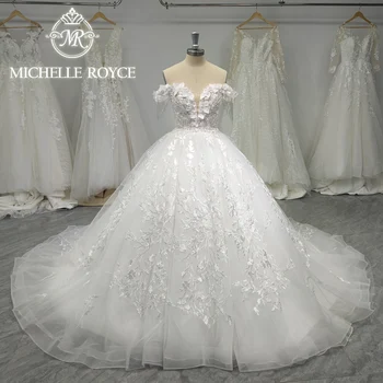 Мишель Ройс Бальное Платье Свадебное Платье 2023Sweetheart Аппликации Бисером 3D Цветы КИСТОЧКОЙ На Шнуровке Свадебное Платье Vestidos De Novia