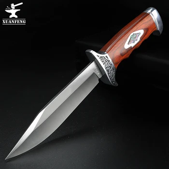 Открытый Портативный Многофункциональный Нож K313B, Высококачественный Нож Для Выживания, Прямой Нож, Ножи С Фиксированным Лезвием, Деревянная Ручка