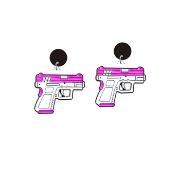 Новый розовый пистолет, акриловые подвески, висячие серьги, эпоксидный женский пистолет для защиты прав, акриловые серьги для девочек, подарок для женщин