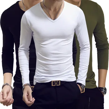 Весенне-осенний период, Комплекты мужских футболок Cultivate One's Morality с длинным рукавом, однотонная футболка из полиэстера с круглым вырезом, мужская синяя, черная