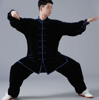Высококачественная зимняя и осенняя одежда для боевых искусств, костюмы тайцзи, кунг-фу ушу, униформа синий / красный