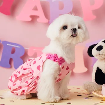 Летнее тонкое милое розовое платье для любимого питомца, платье-слинг для кошек и щенков, Мальтийский Йорки, летняя хлопчатобумажная дышащая одежда для маленьких собак