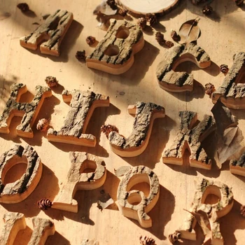 Кора из массива дерева Ретро Деревянные английские буквы Алфавит Номер для кафе-бара Домашнее украшение Винтажное письмо 