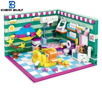 ВСТРОЕННАЯ Ванная комната, гостиная, кухня, спальня, набор игрушек из мини-строительного кирпича для детей, уголок для игр подруг