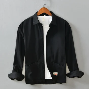 Новый стиль, повседневная однотонная куртка из 100% хлопка для мужчин, модные куртки, мужские удобные куртки из чистого хлопка, мужская куртка Jaqueta