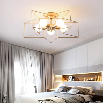 Скандинавский современный креативный светильник для гостиной с несколькими головками, индивидуальный светильник для спальни, простой теплый пятиугольный потолочный светильник для комнаты