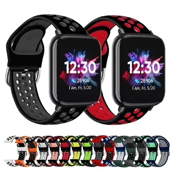 Двухцветный Силиконовый Ремешок Для Realme DIZO Watch R Pro GPS Smart Watch Band Быстроразъемные Ремни Для Наручных Часов DIZO Watch 2 Correa