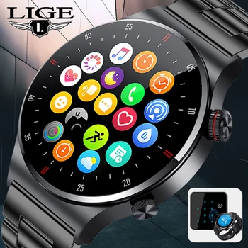LIGE Мужские смарт-часы с Bluetooth-вызовом, NFC-контроль доступа, спортивные часы-фитнес-трекер, водонепроницаемые смарт-часы IP67 для Android IOS