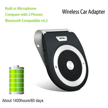 Bluetooth-совместимый приемник-передатчик, автомобильный комплект Aux громкой связи, беспроводной адаптер с микрофоном, 2 телефона для подключения к автомобильному ПК-ноутбуку