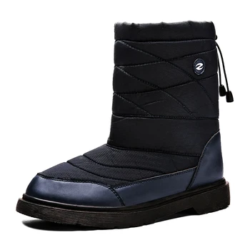 Зимние водонепроницаемые зимние ботинки, мужская обувь из ткани на пуху, эластичные слипоны, более теплая уличная повседневная обувь, устойчивая к холоду, Унисекс
