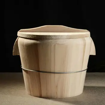 Кухонный инструмент из натурального дерева Переносная крышка Ведро для риса на пару Бочка для риса на пару Столовая Пароварка для ресторана Еловое ведро для риса