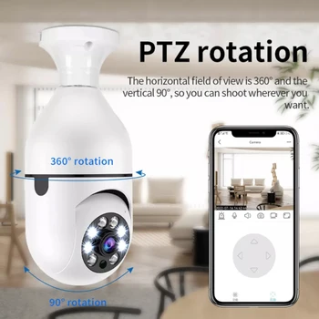 Камера с лампочкой ночного видения Беспроводная Wi-Fi PTZ Вращение IP-камер 3-Мегапиксельное автоматическое отслеживание камеры видеонаблюдения в помещении