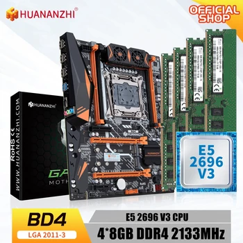 HUANANZHI BD4 LGA 2011-3 комплект материнской платы xeon x99 E5 2696 V3 4 *8G DDR4 2133 ECC память NVME USB3.0 ATX