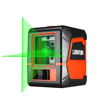 Линии лазерного уровнемера LOMVUM, Зеленый луч, 2 линии автоматического выравнивания, Вертикальный и горизонтальный лазер, Горизонтальная поперечная линия