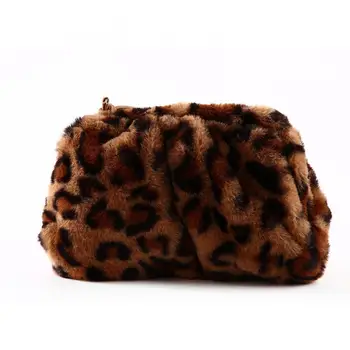 Женская модная плюшевая сумка для банкета и вечеринки с леопардовым принтом, Элегантная женская сумочка для клецек большой емкости