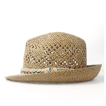Женская соломенная пляжная шляпа от солнца, элегантная женская фетровая шляпа, дорожная панама, шляпка от солнца, размер 56-58 см