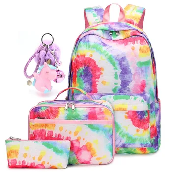 3 предмета, рюкзак для детей, школьный рюкзак для девочек с коробкой для ланча, сумка для книг для начальной и средней школы, водонепроницаемые сумки Mochila