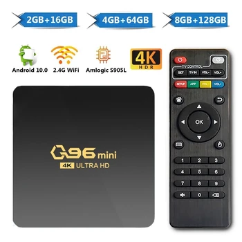 Q96 Mini Smart TV Box Android 10,0 Amlogic S905 Четырехъядерный 2,4 G WIFI 4K 8GB 128GB Медиаплеер H.265 Телеприставка для домашнего кинотеатра