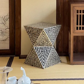 Wuli, Юго-Восточная Азия, Мозаичное украшение в виде ракушки, Черное украшение для дивана в гостиной, Чайный столик, веранда для спальни, Табурет для переодевания обуви