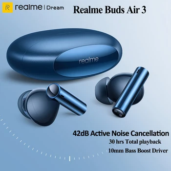 Оригинальные наушники Realme Buds Air 3 TWS Bluetooth 5.2 42dB Беспроводные наушники с активным шумоподавлением IPX5 Водонепроницаемые