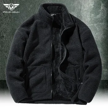 Мужская флисовая куртка в стиле милитари, утепленные плюшевые бархатные куртки, мужские зимние Теплые уличные тактические пальто с множеством карманов, верхняя одежда 4XL