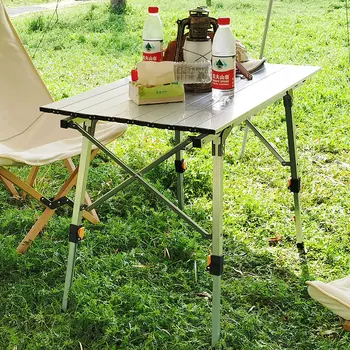 Походный стол из алюминиевого сплава с регулируемой высотой на 4 персоны, легкий Водонепроницаемый Складной стол для пикника с сумкой для хранения